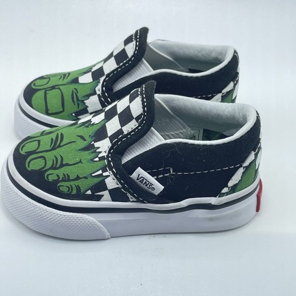 Vans Marvel Incredible Hulk Collab Checkerboard Slip-On Shoes Toddler  Size 2.5 - Picture 4 of 7